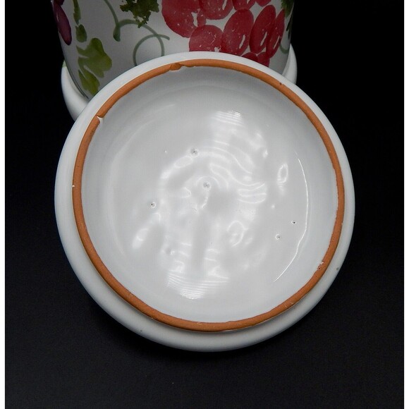 Pier 1 Imports Hand-Painted Grapes Vines Lidded Canister 7 Inch - Picture 9 of 10